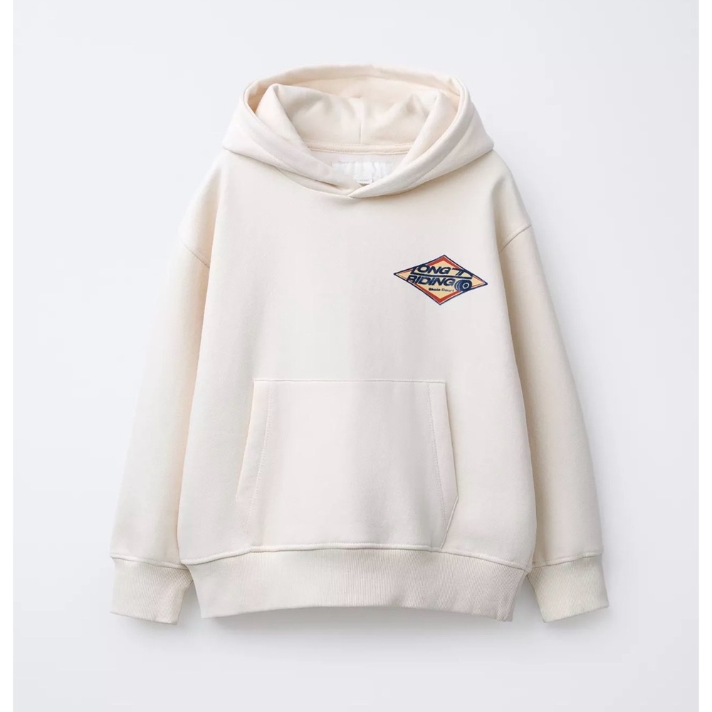 Zara Boys Cream Print Sweatshirt Hoodie Size 8-9
